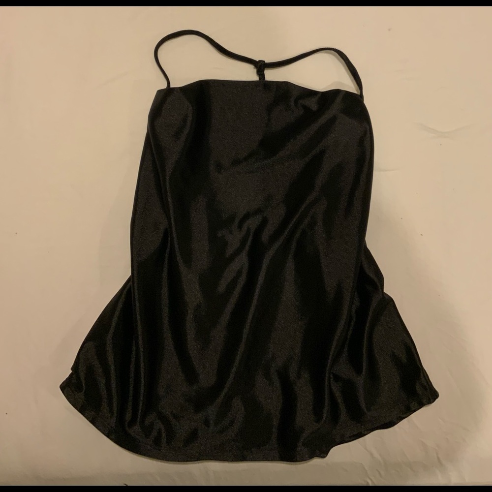 Black Silk Open Back Slip